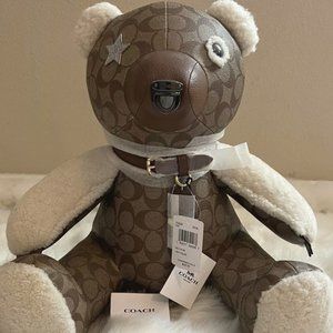 Lim. Ed. NWT Coach 15" Signature Logo Leather/Shearling Teddy Bear